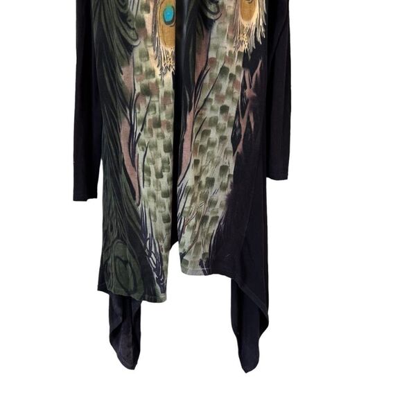 The Pyramid Collection Open Front Peacock Feather Cardigan - Picture 3 of 7